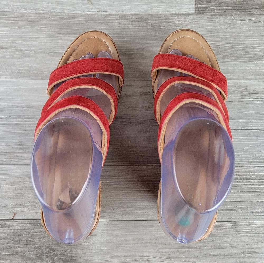 Mariella Red Suede Cork Wedge Sandals Women's Size 8 - Picture 13 of 16